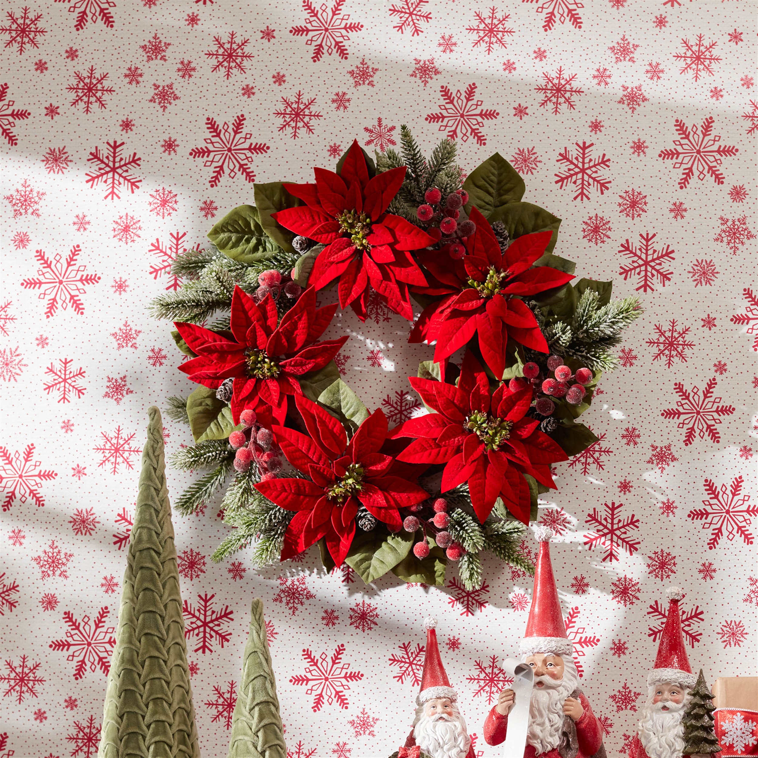 Poinsettia and Pine Wreath 24.5