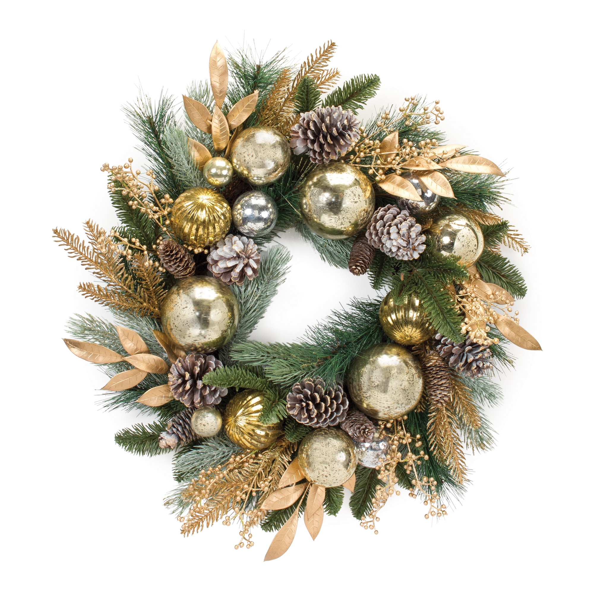 Pine Wreath w/Bay Leaf & Ornament 27