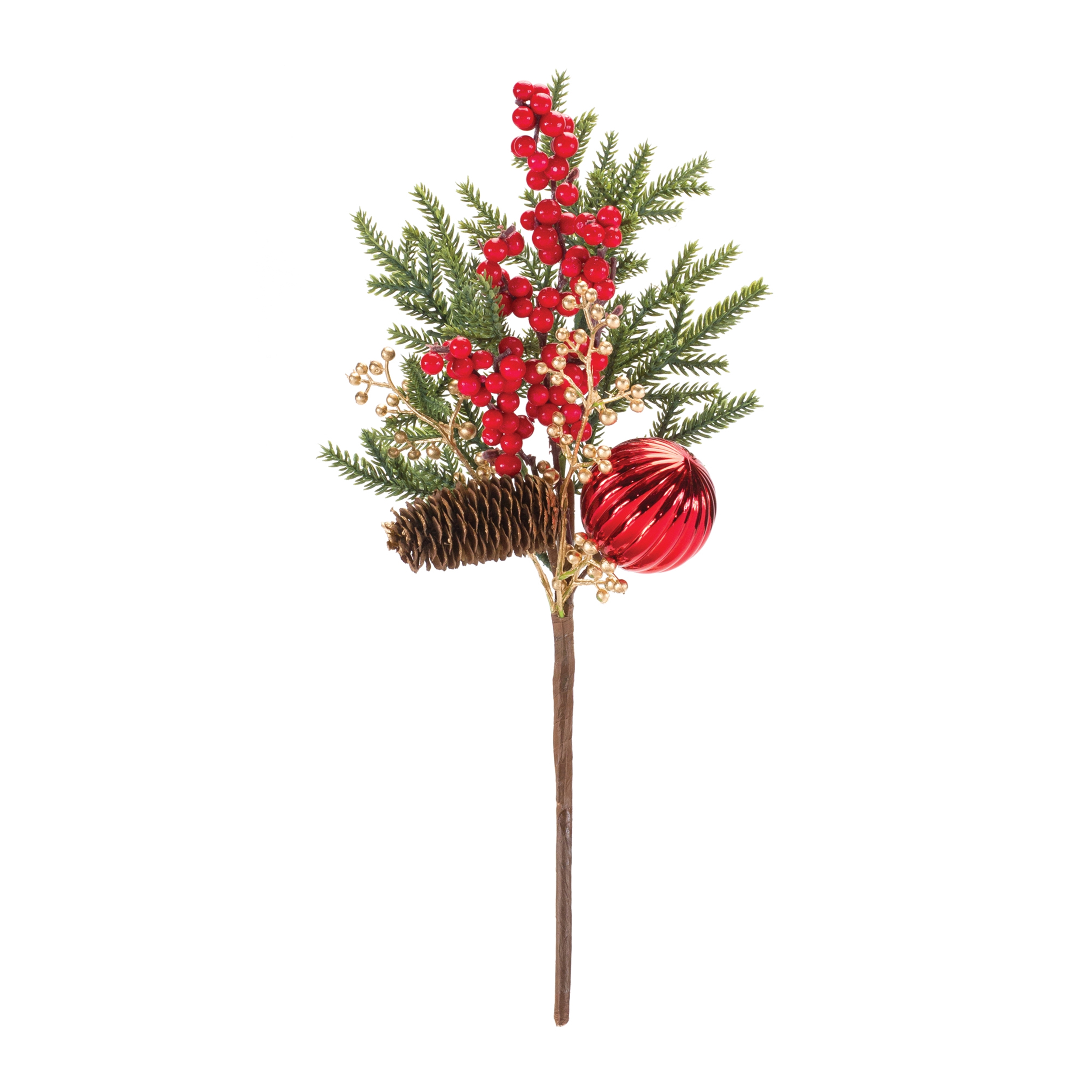 Pine Spray w/Berry & Ornament (Set of 2) 16