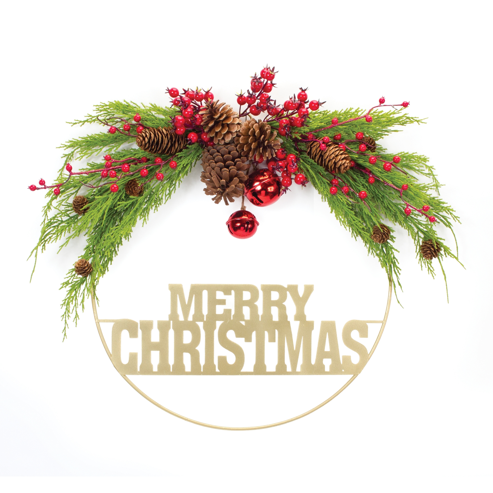 Merry Christmas Sign and Pine Wall Décor 28.5