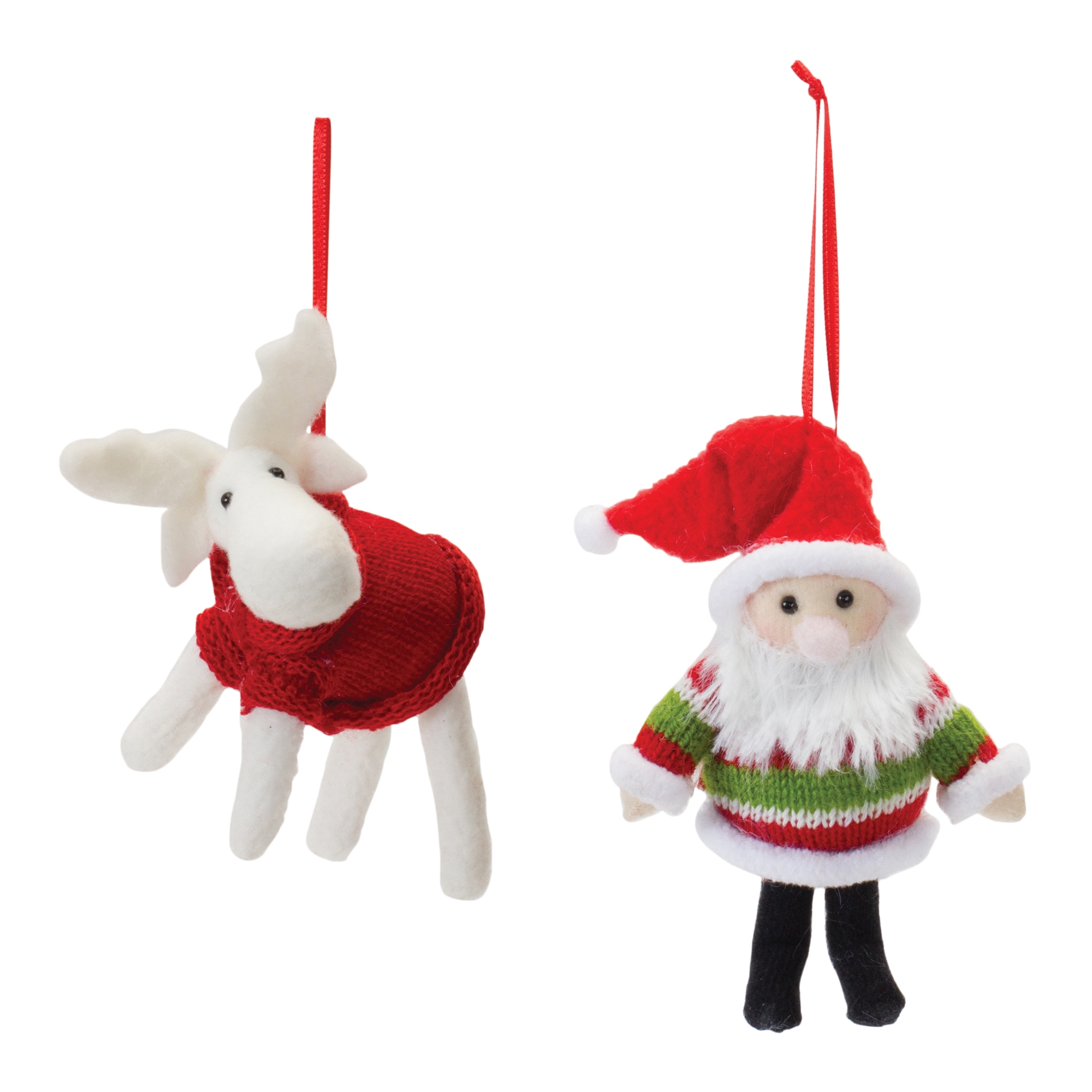 Santa and Moose Ornament (Set of 12) 4.25
