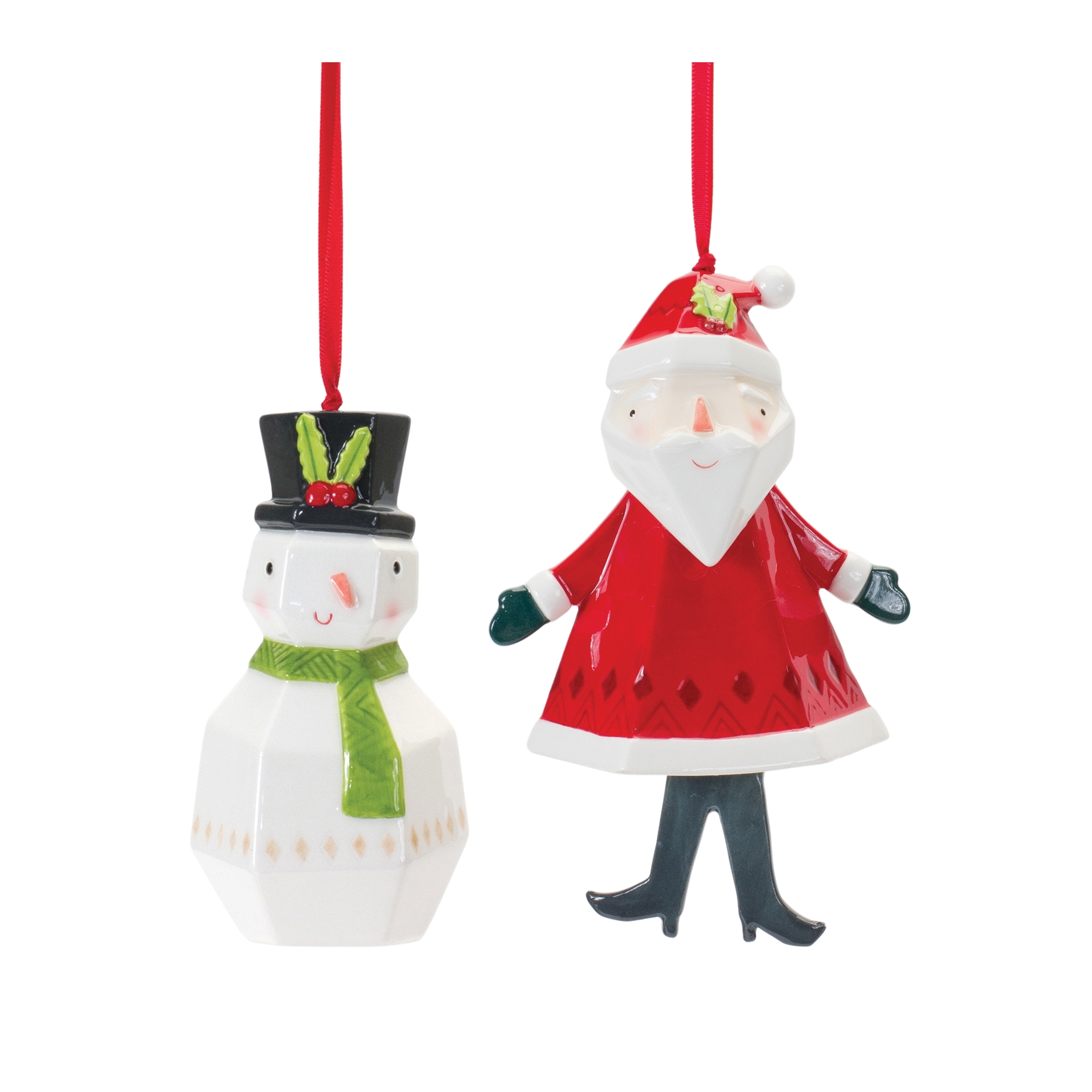 Santa and Snowman Ornament (Set of 6) 4.75