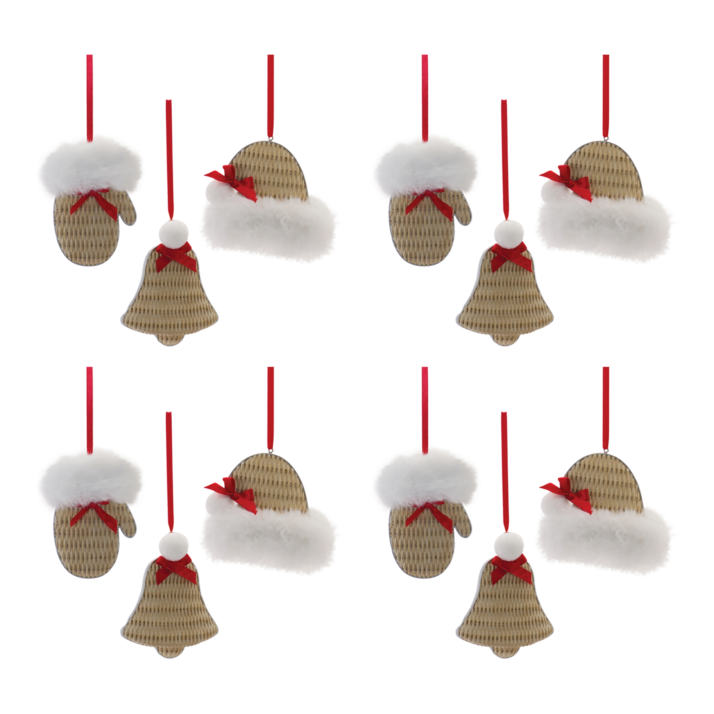 Mitten/Hat/Bell Ornament (Set of 12) 3.5