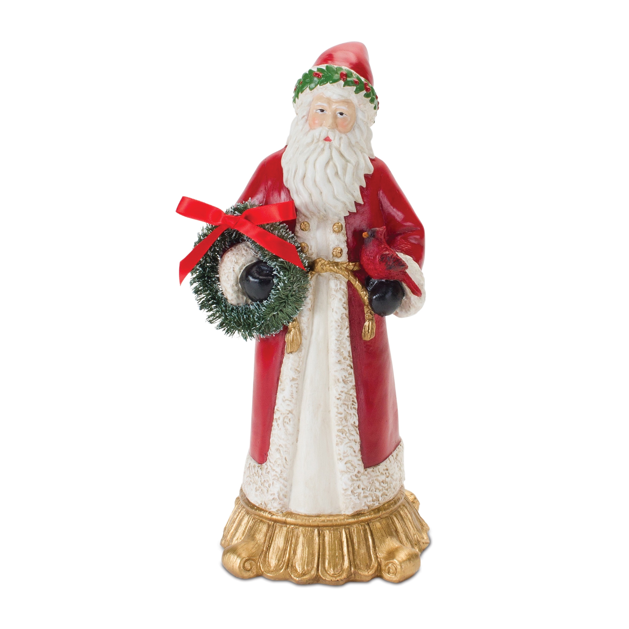 Santa W/Cardinal & Wreath 12
