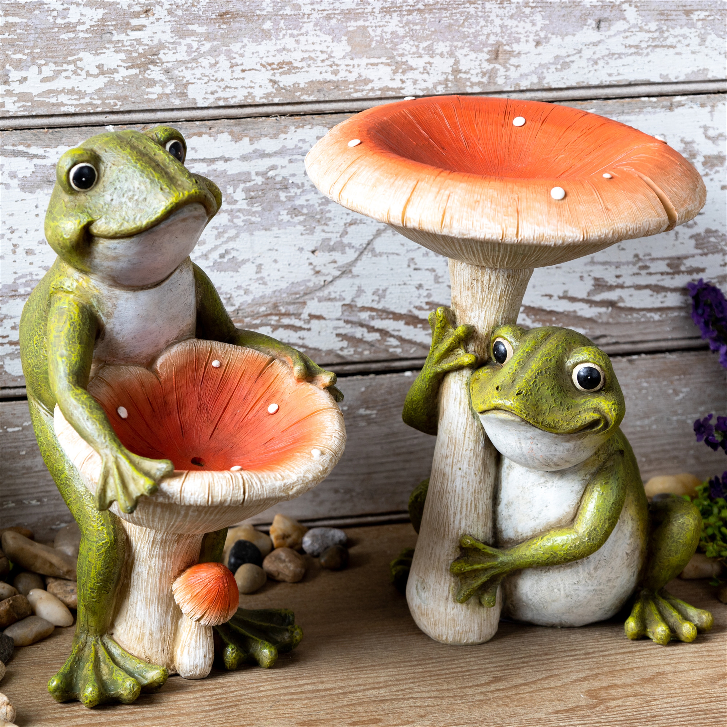 Frog w/Mushroom (Set of 2) 9.5