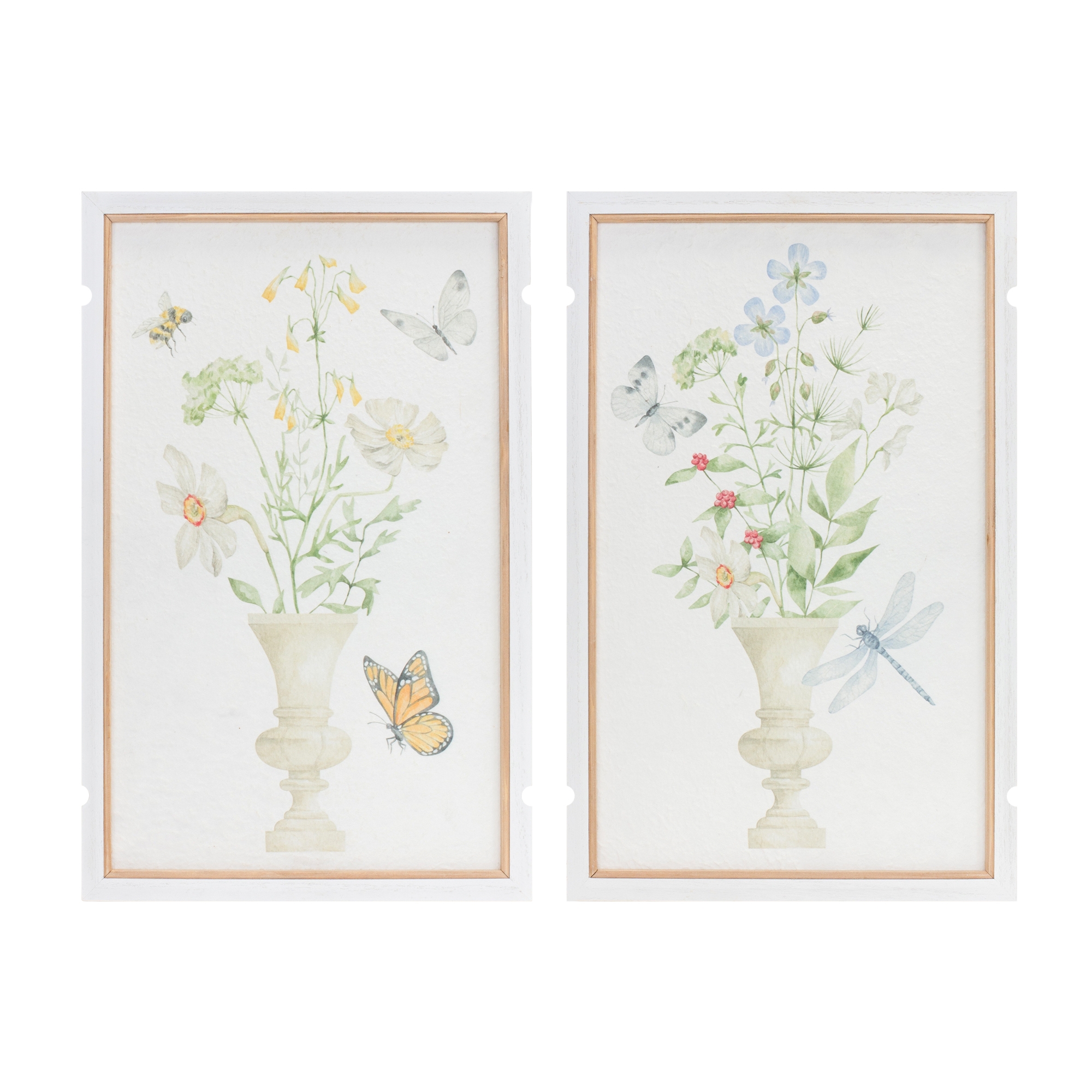 Framed Floral & Butterfly Print (Set of 2) 12.5