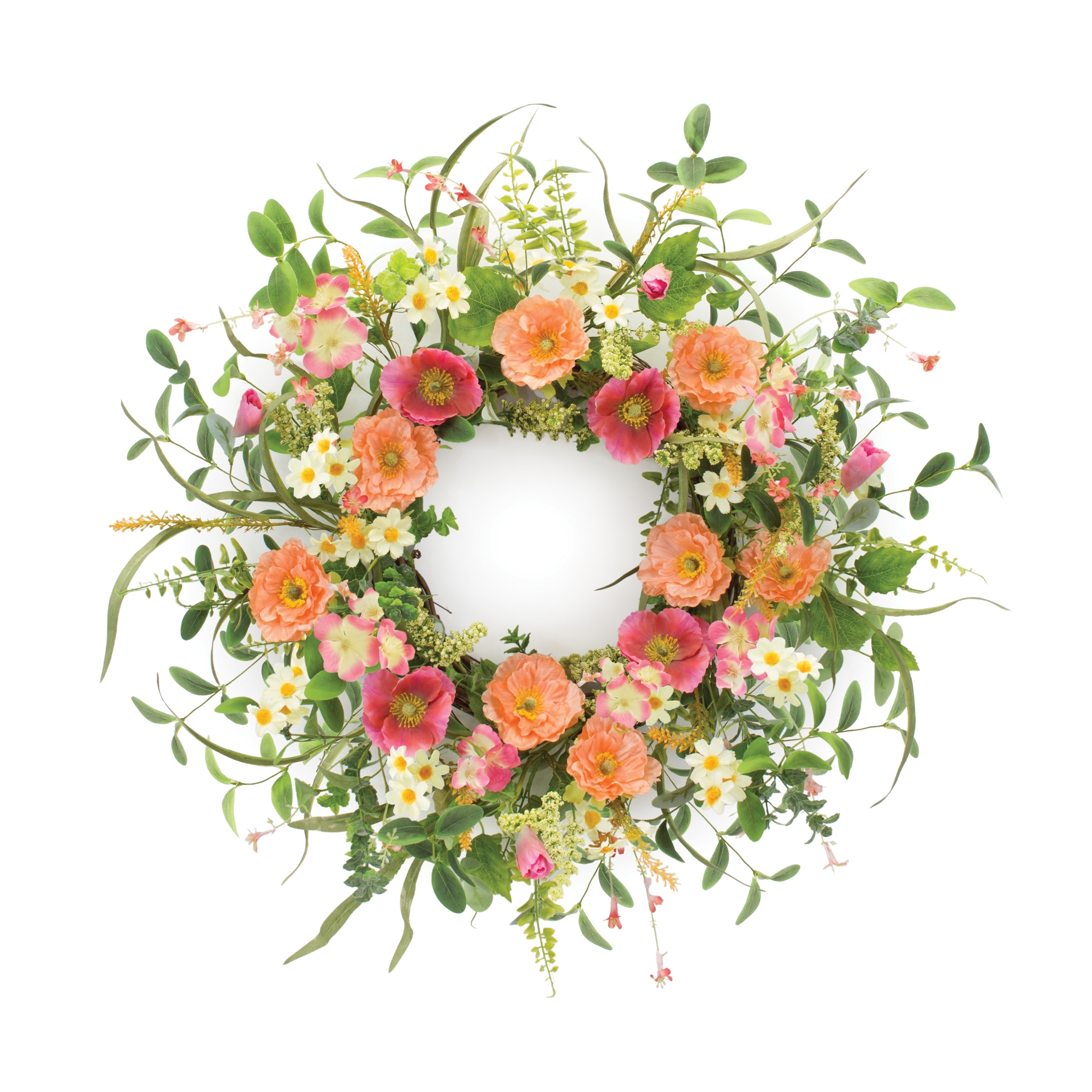 Mixed Poppy Wreath 22
