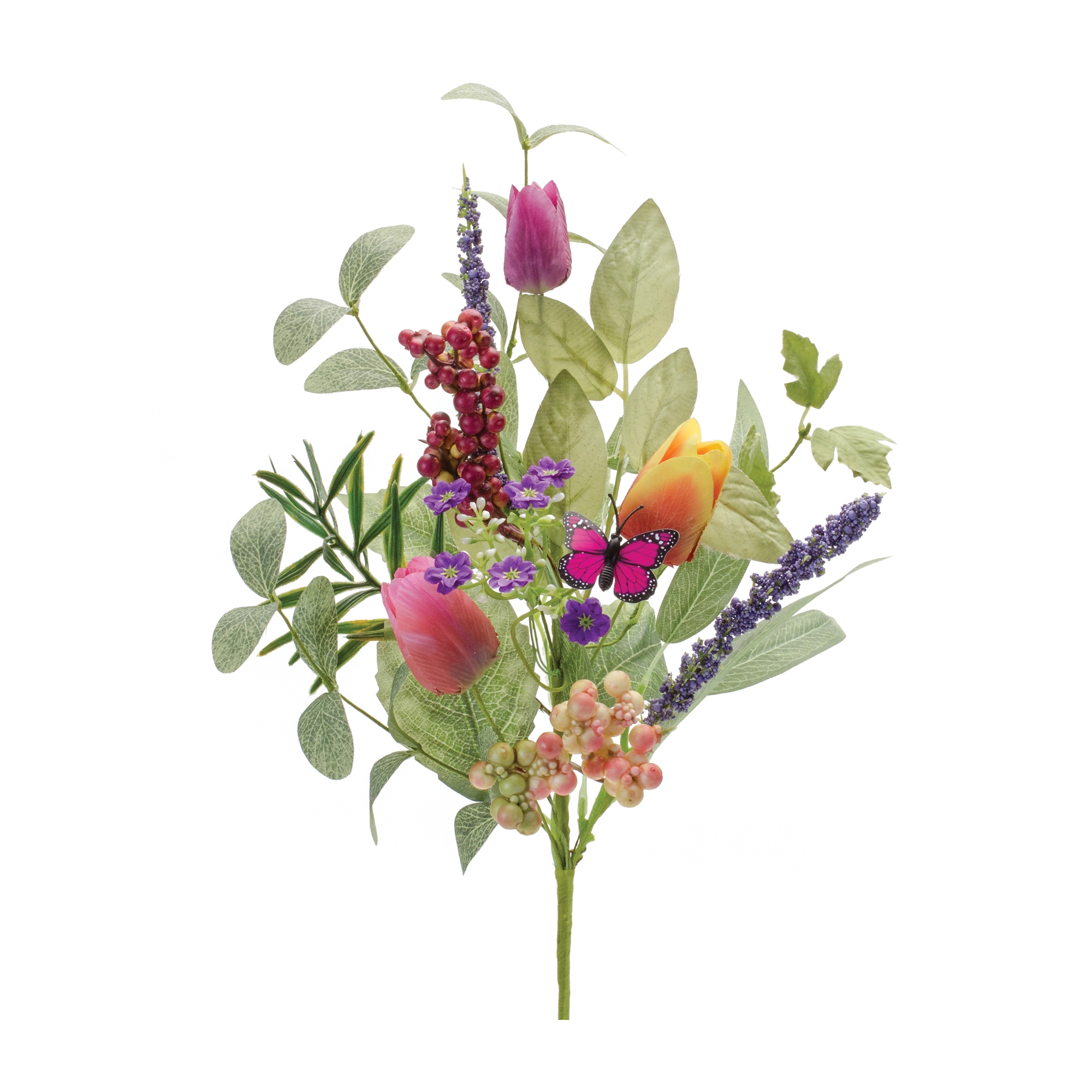 Mixed Tulip and Butterfly Spray (Set of 6) 19.5